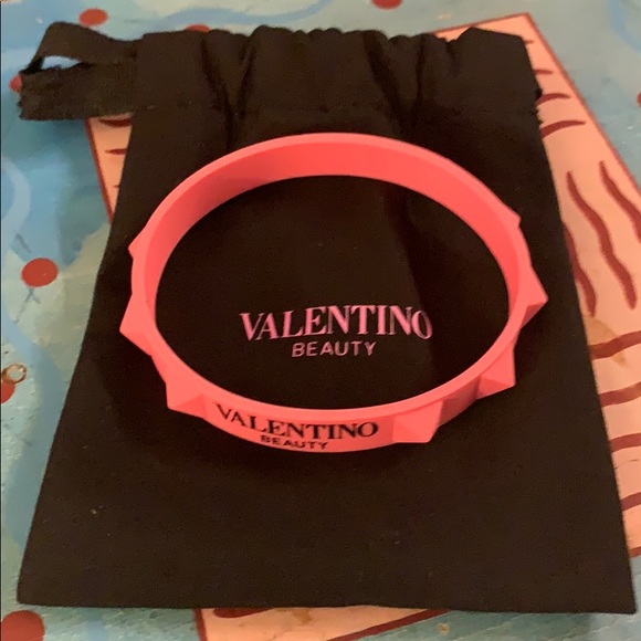 VALENTINO Rose Pink Studs Silicone Wrist Bracelet - Picture 2 of 3